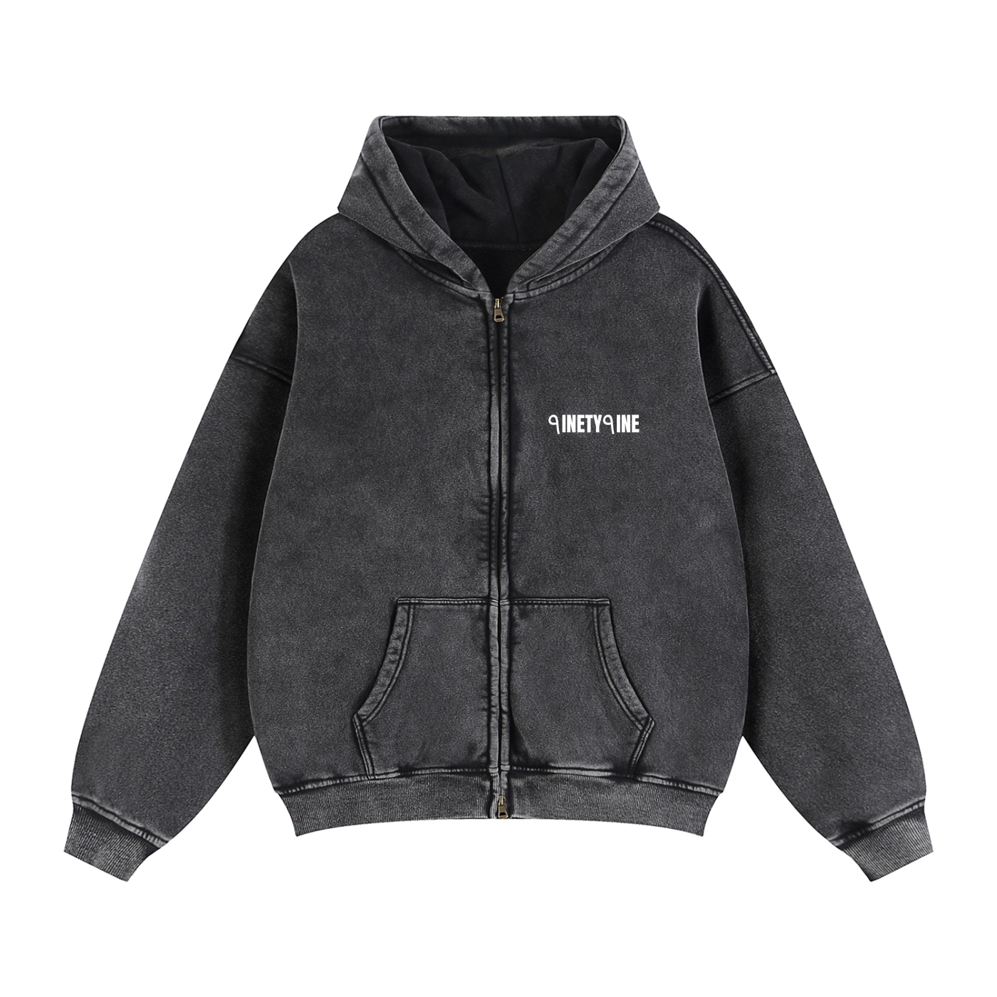 ٩inety٩ine Washed Zip-Up Hoodie