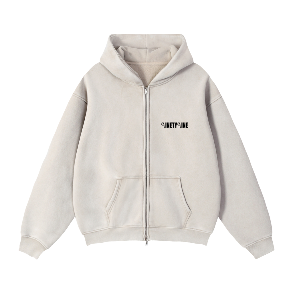 ٩inety٩ine Washed Zip-Up Hoodie