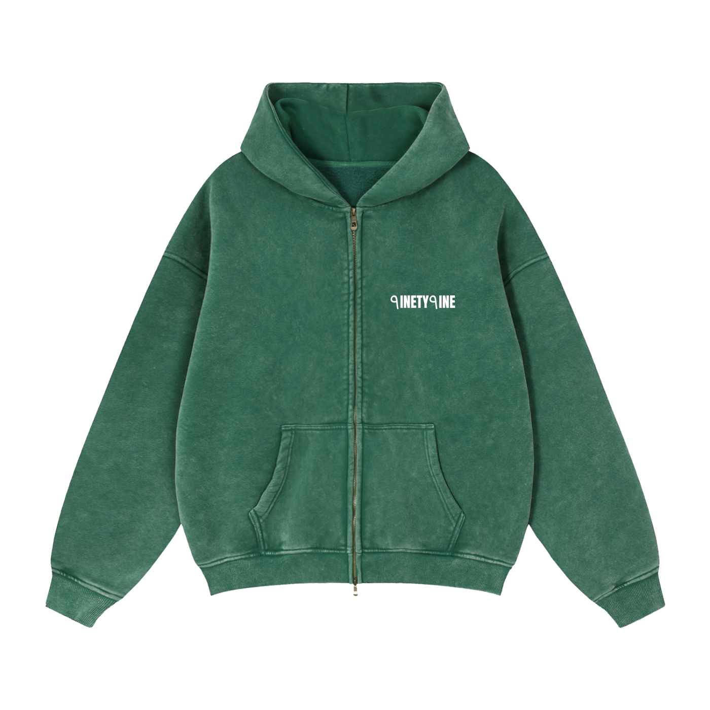 ٩inety٩ine Washed Zip-Up Hoodie